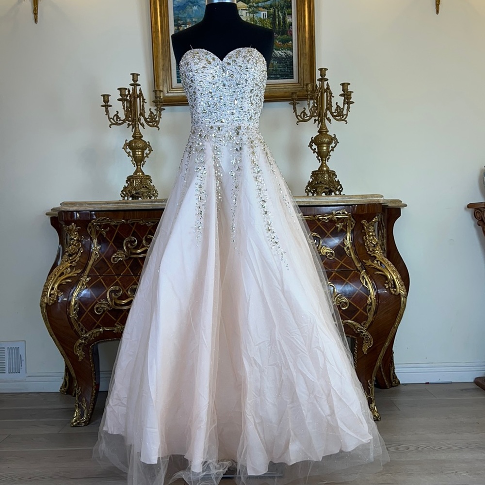 Meier Collection formal rhinestone bodice glitter pageant prom dress